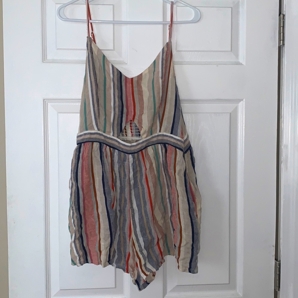 Striped cutout romper